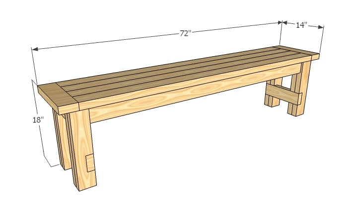 dimensions image for farmhouse bench