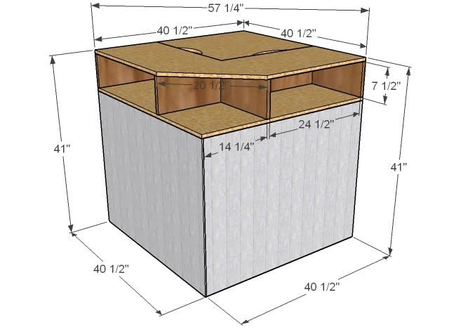 dimensions diagram for corner unit for beds