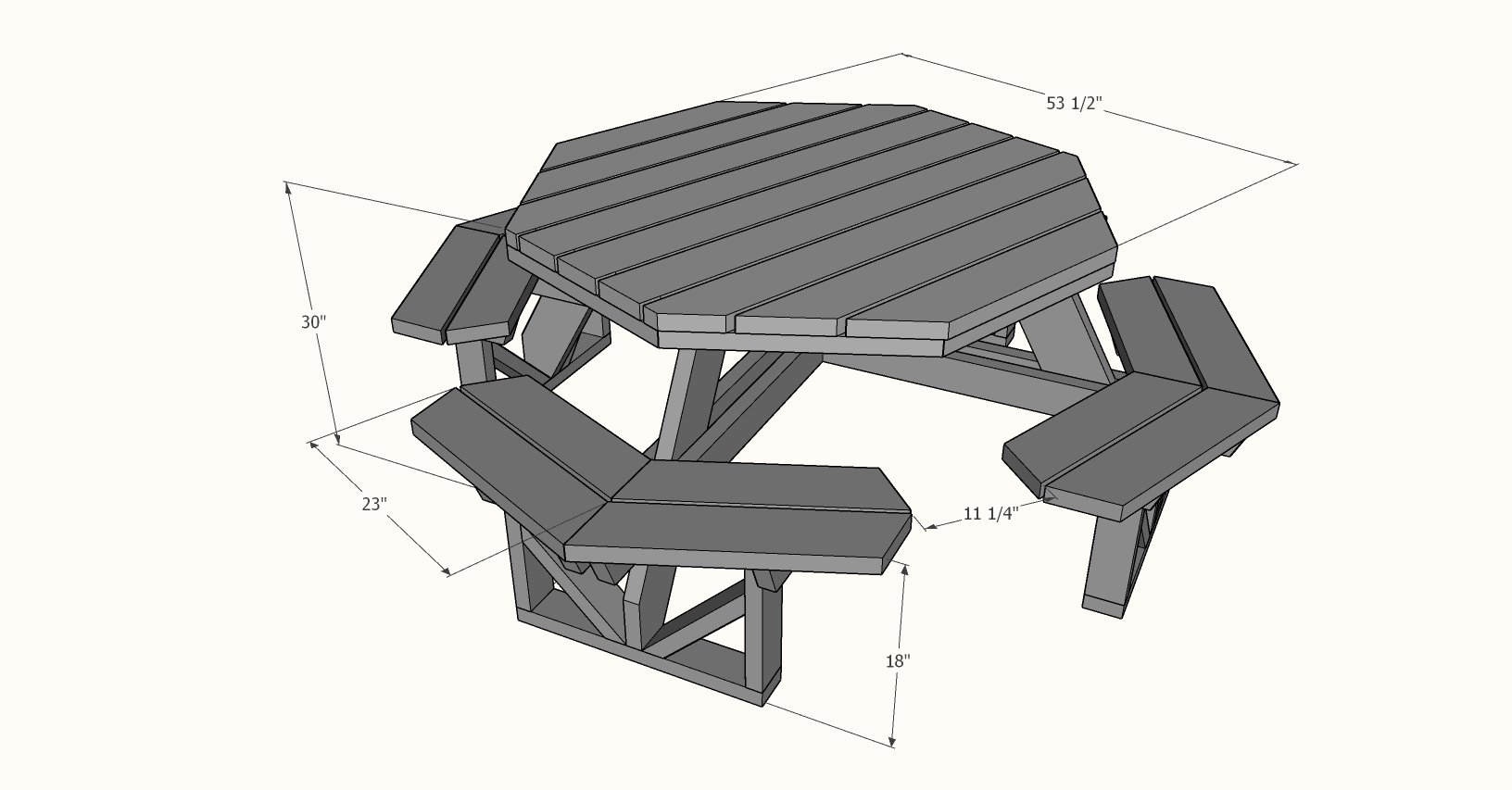 octagon picnic table dimensions