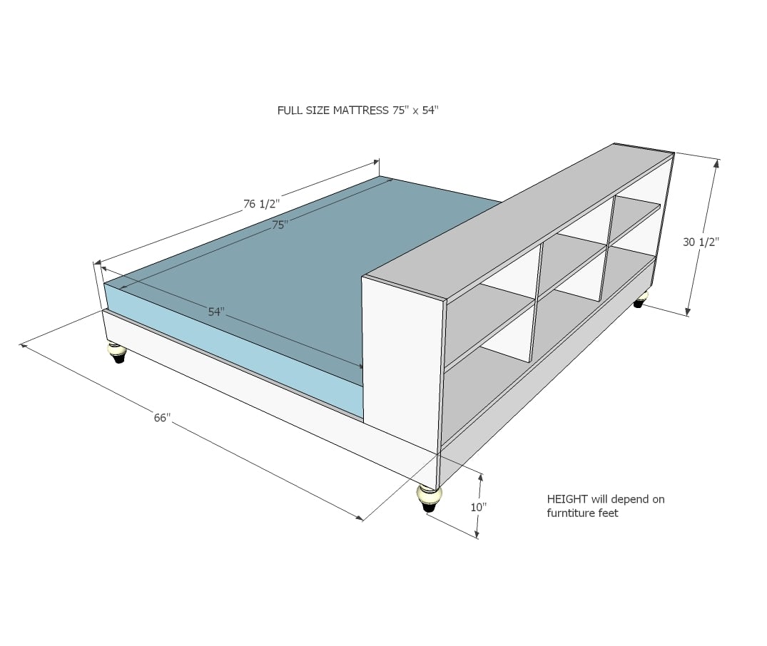 dimensions for platform bed paten