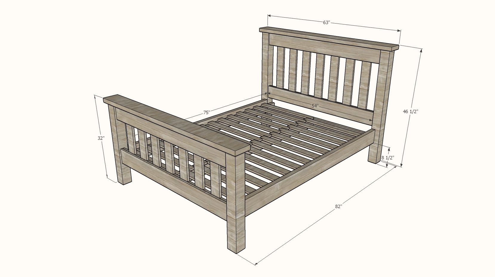 Simple Bed Full Size Frame Ana, Mission Style Headboard Plans