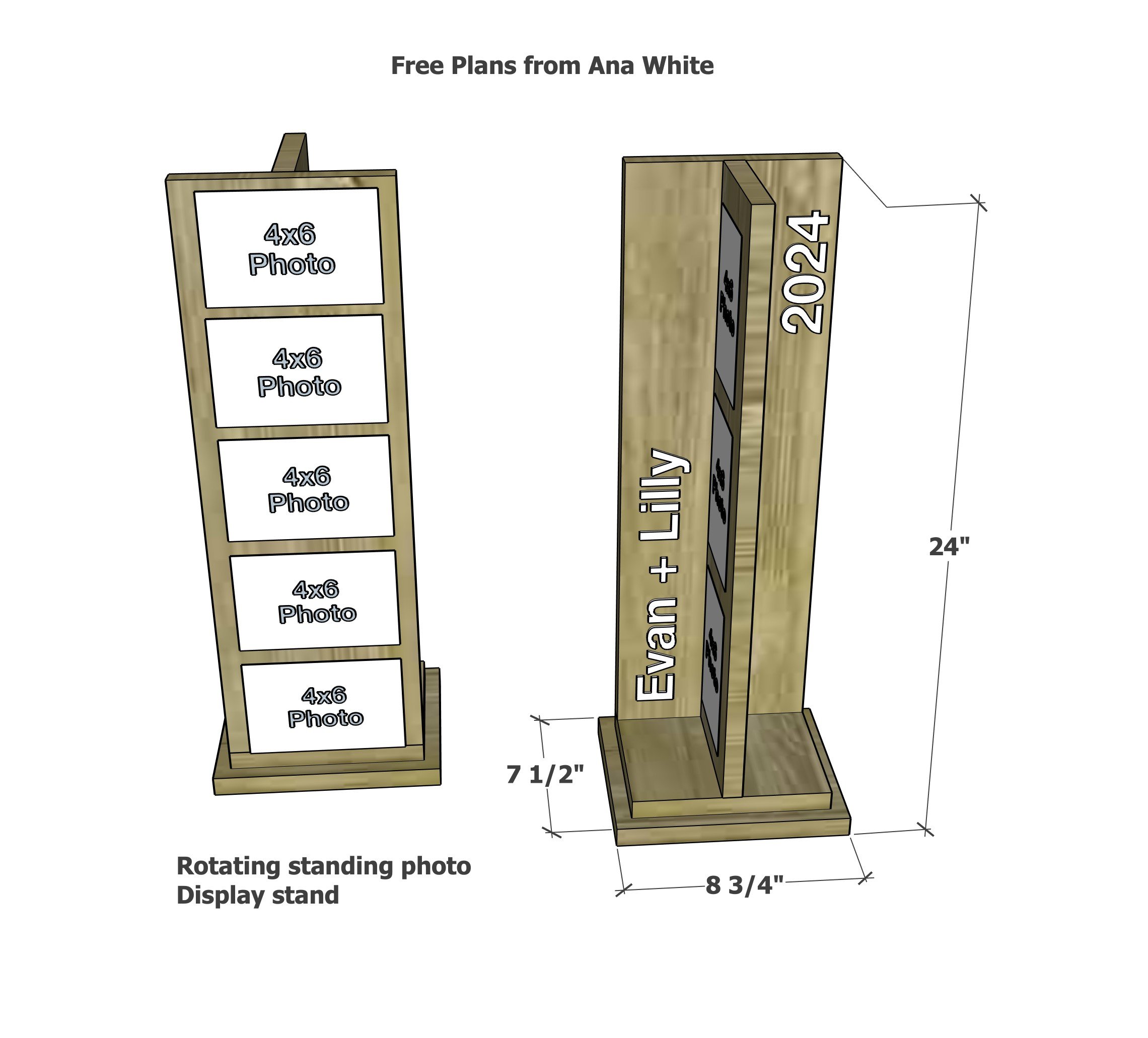 dimensions for photo display stand