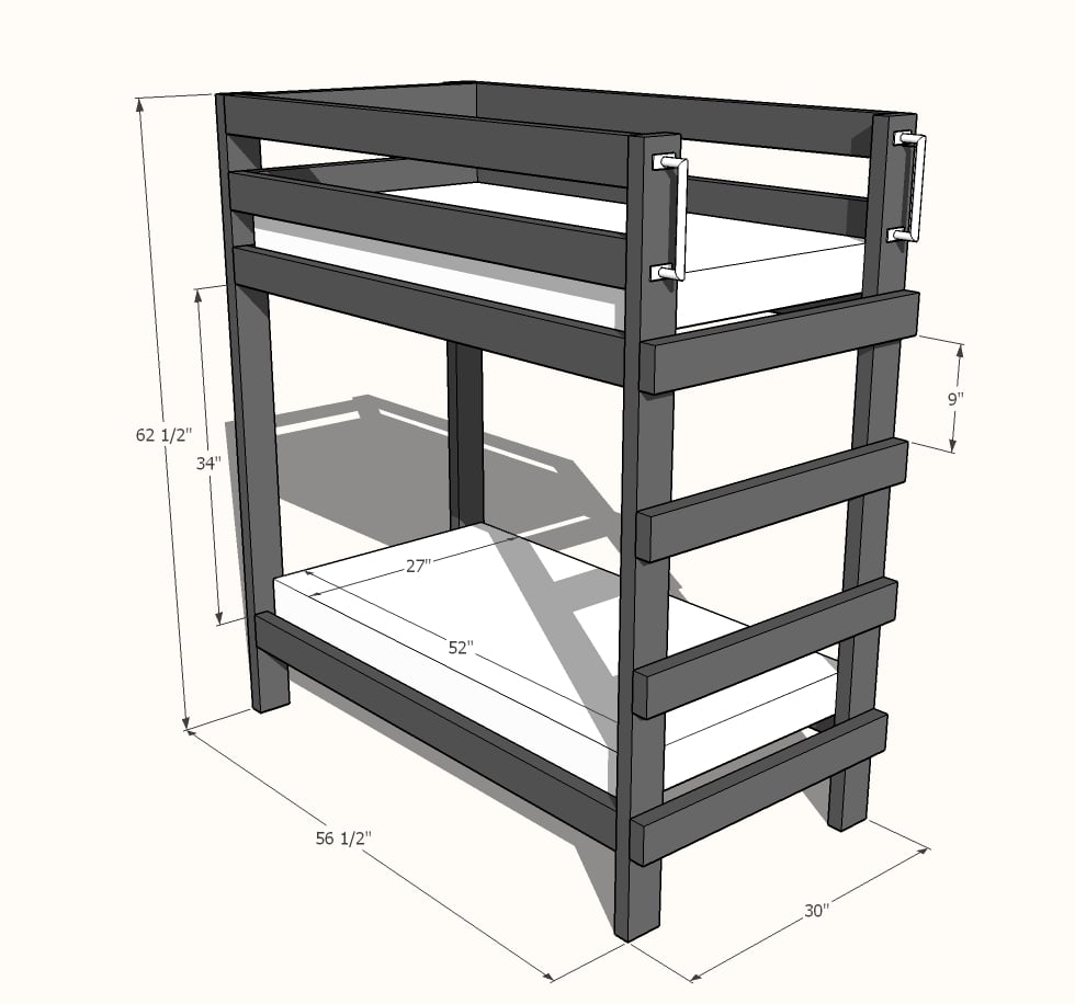 Toddler Bunk Beds Ana White, Bunk Bed Dimensions