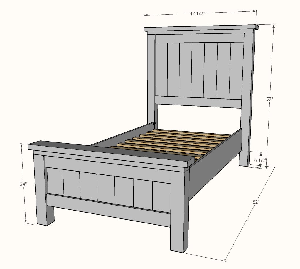 Farmhouse Bed Twin Size Ana White, How To Raise Twin Bed Frame