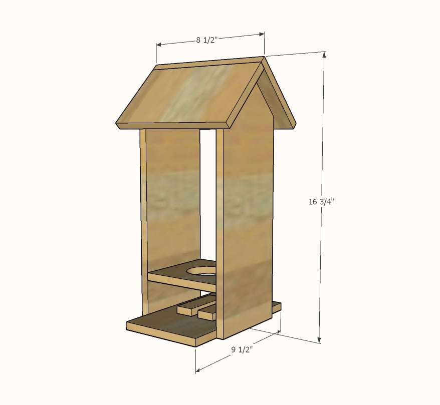 wood bird feeder dimensions