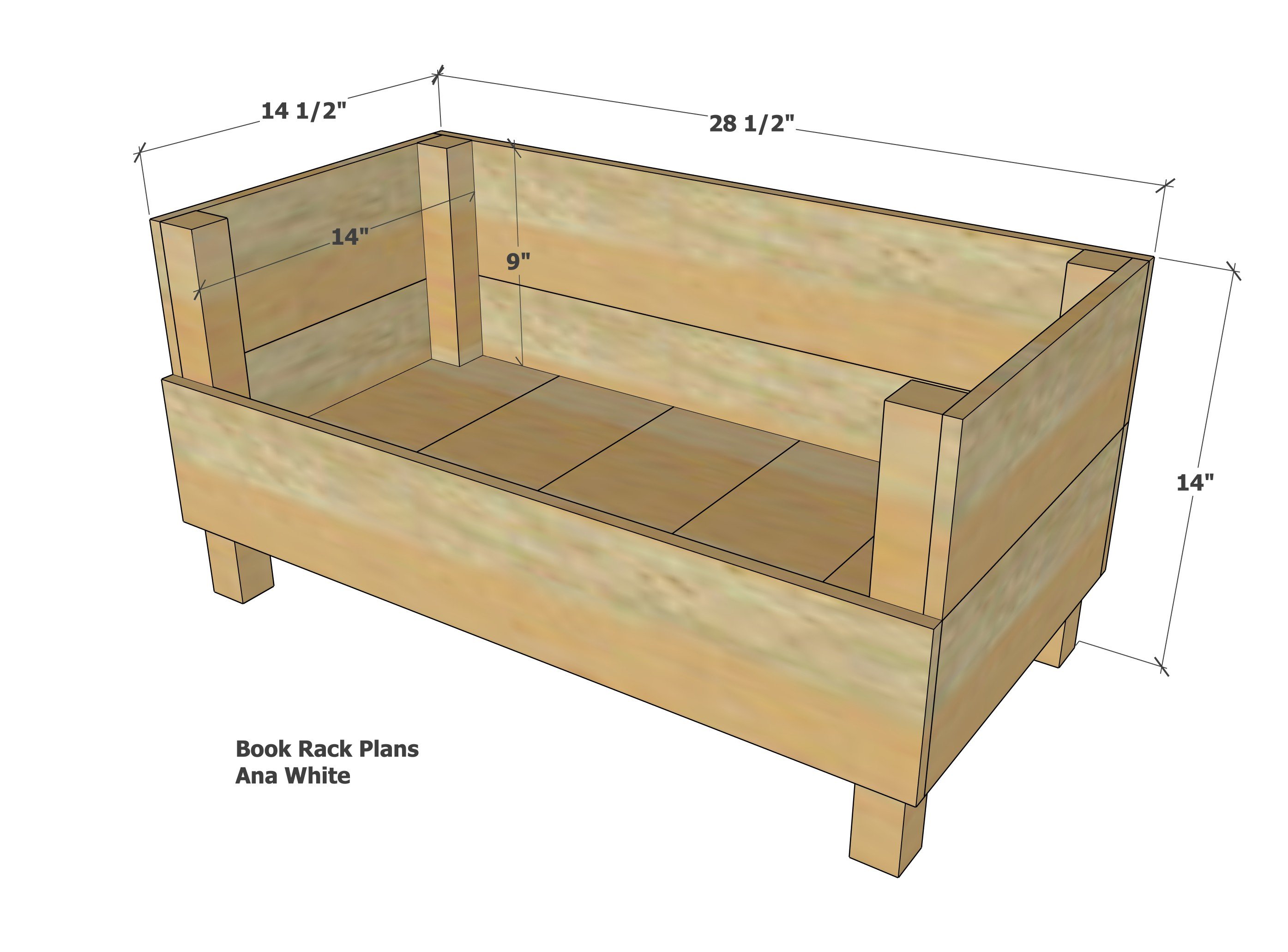 wood book rack dimensions diagram