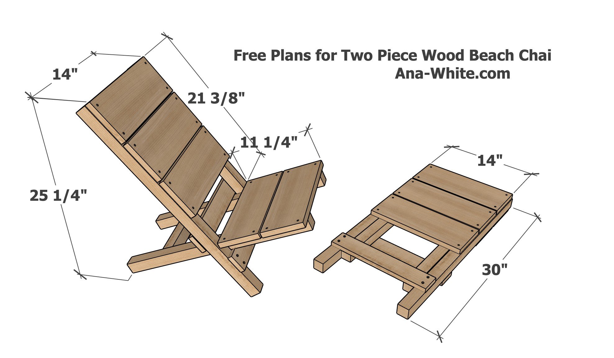 dimensions for wooden beach chairs two piece