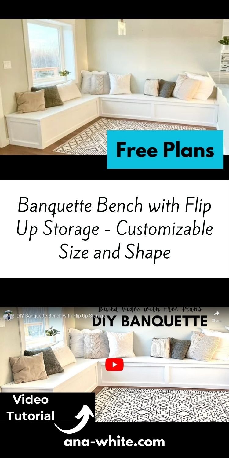 Banquette Bench with Flip Up Storage - Customizable Size and Shape