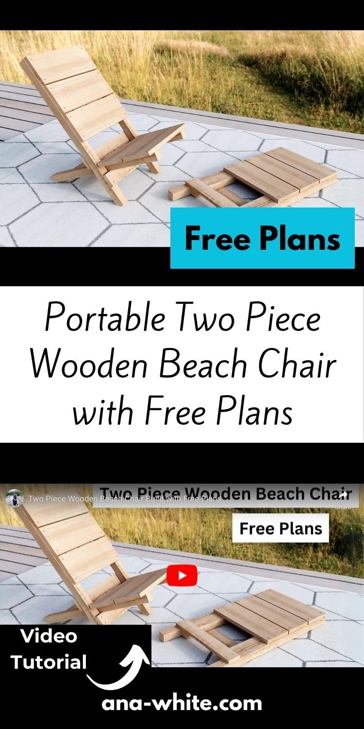 Portable Two Piece Wooden Beach Chair with Free Plans