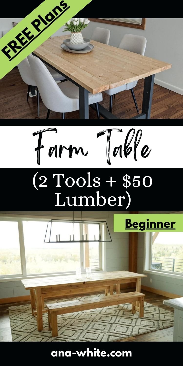Beginner Farm Table (2 Tools + $50 Lumber)