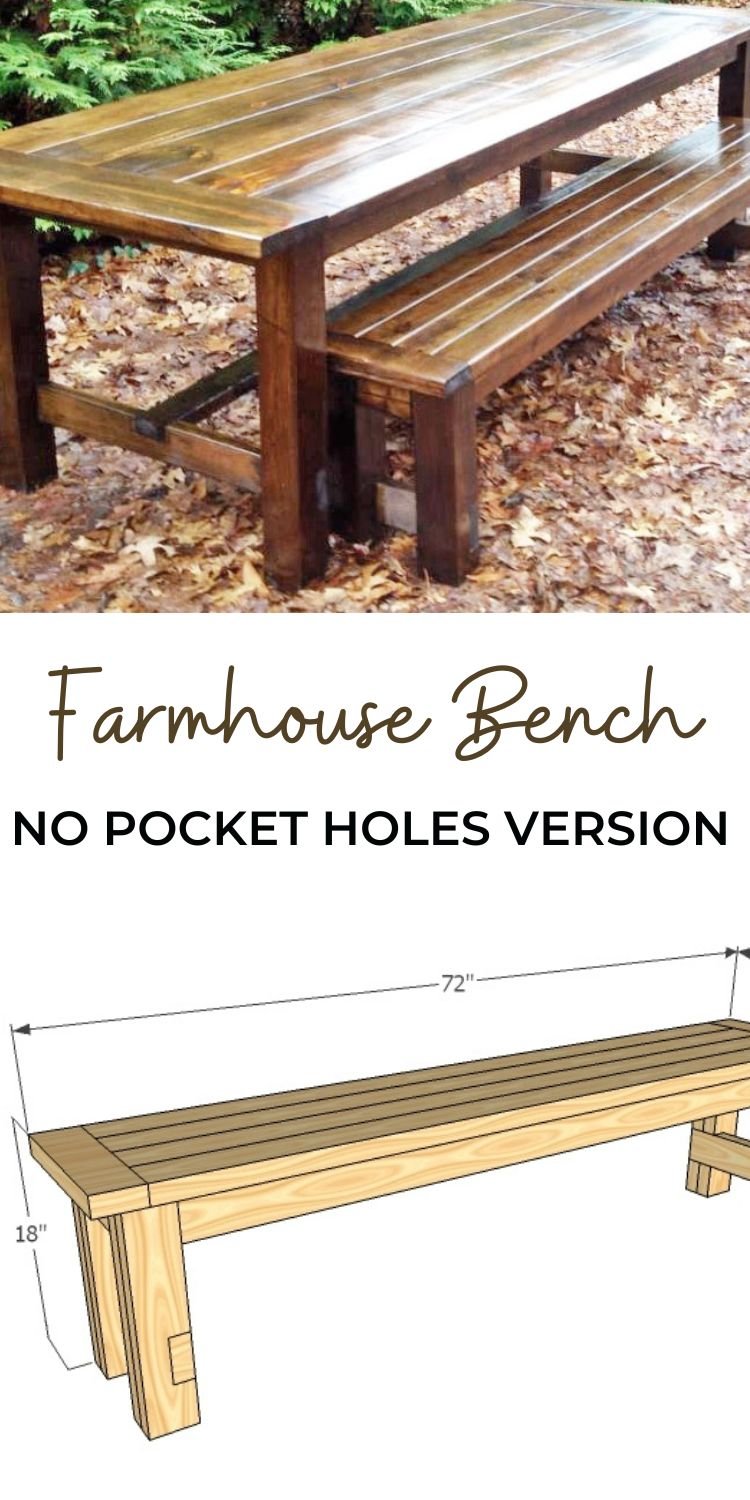Farmhouse Bench - No Pocket Holes Version