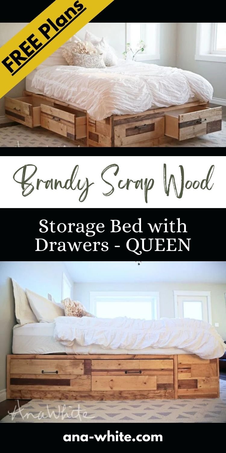 Brandy Scrap Wood Storage Bed with Drawers - QUEEN