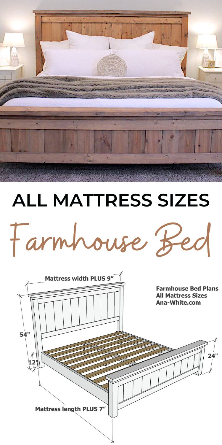 Farmhouse Bed - Updated Plan in All Mattress Sizes
