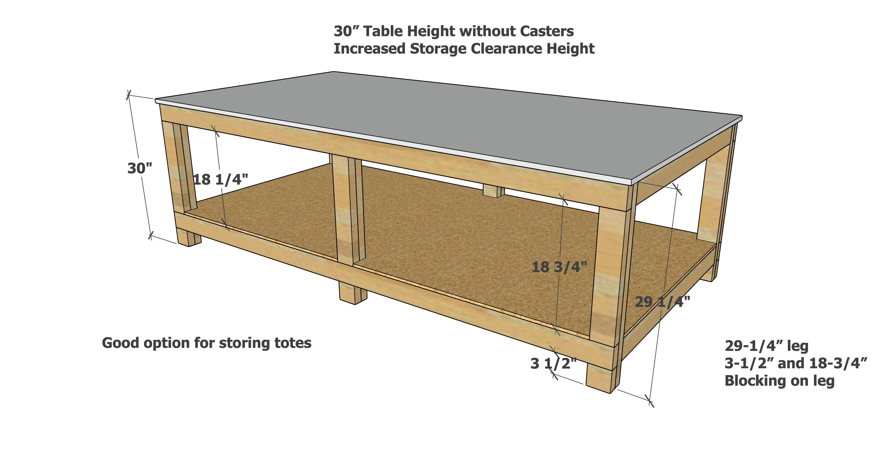 4x8 worktable 30" height