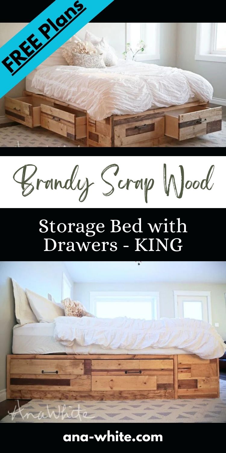Brandy Scrap Wood Storage Bed with Drawers - KING