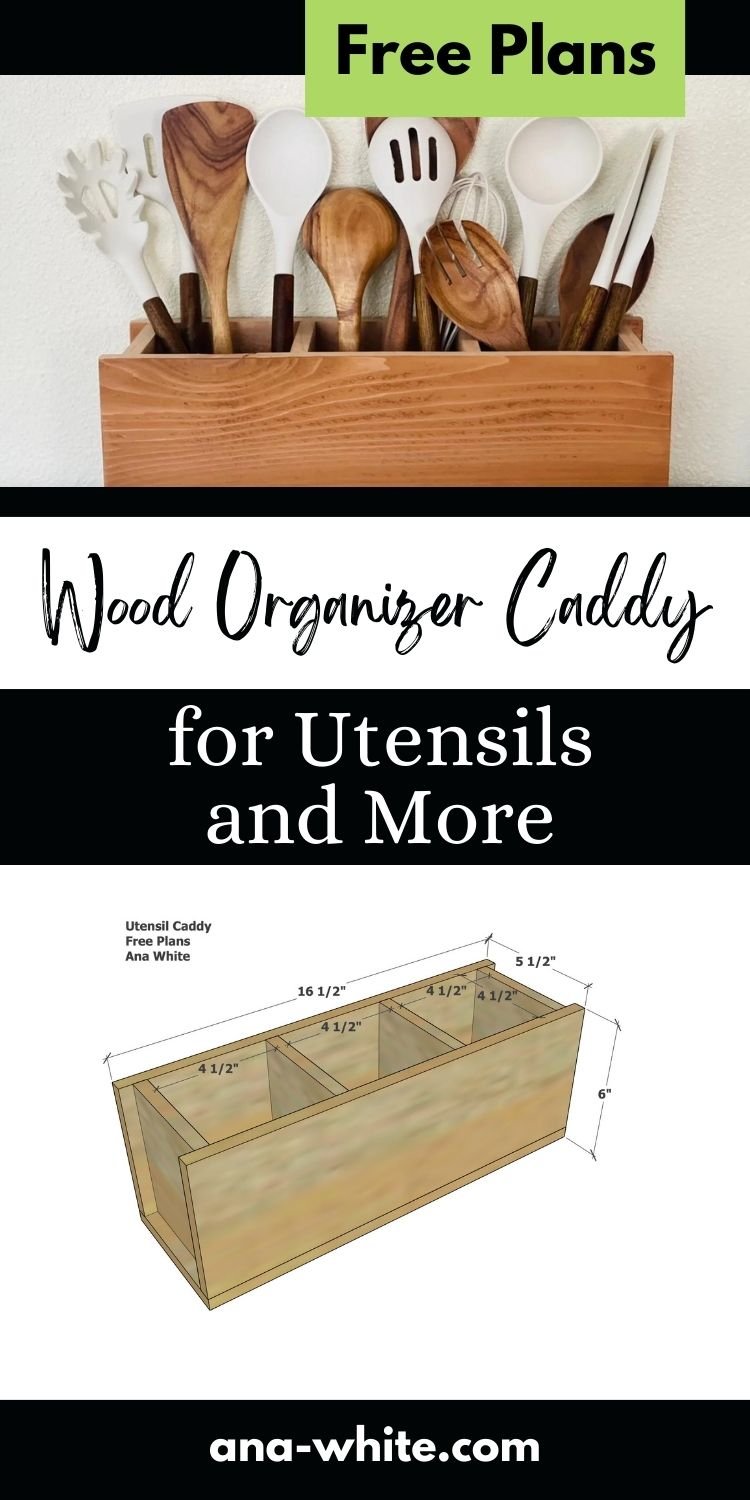 Wood Organizer Caddy for Utensils and More