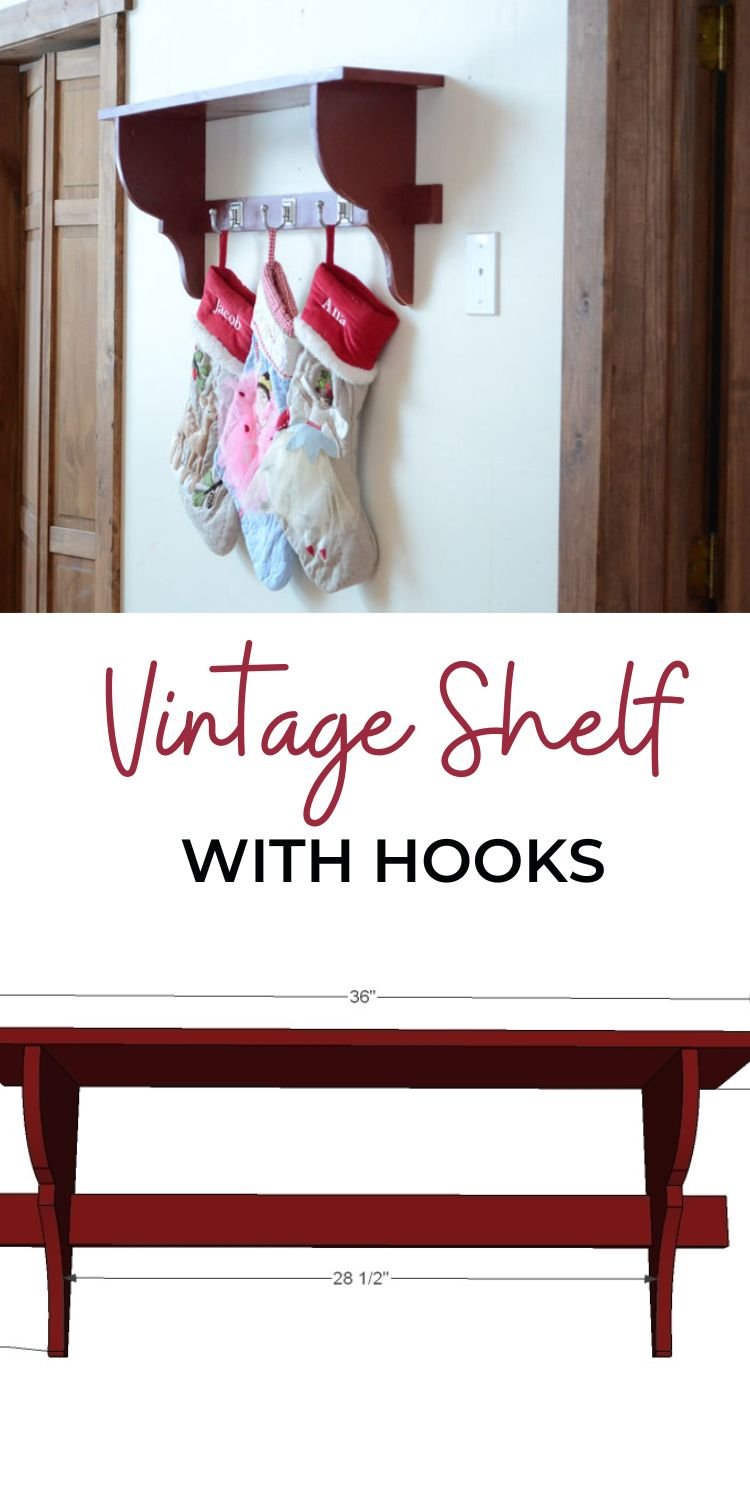 Vintage Shelf with Hooks