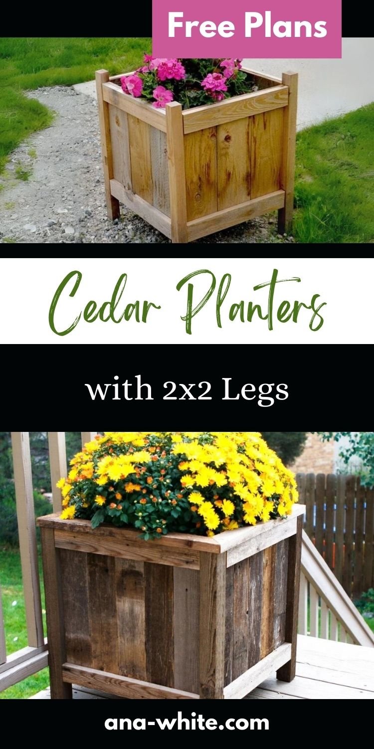 Cedar Planters with 2x2 Legs