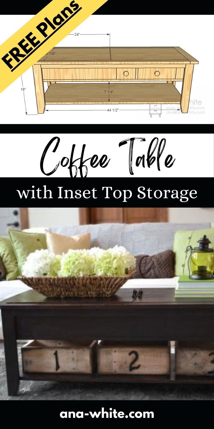 Coffee Table with Inset Top Storage