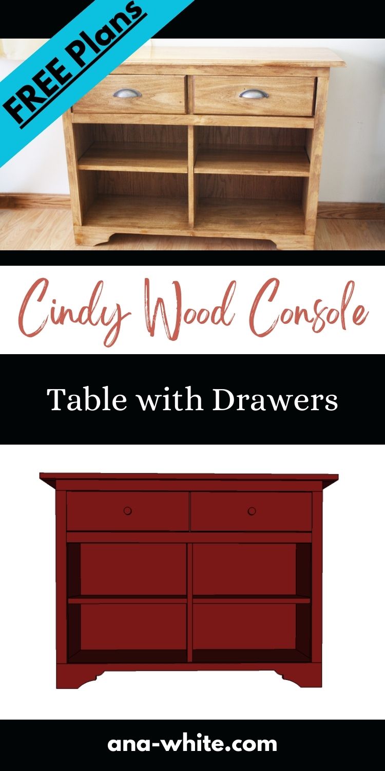 Cindy Wood Console Table with Drawers