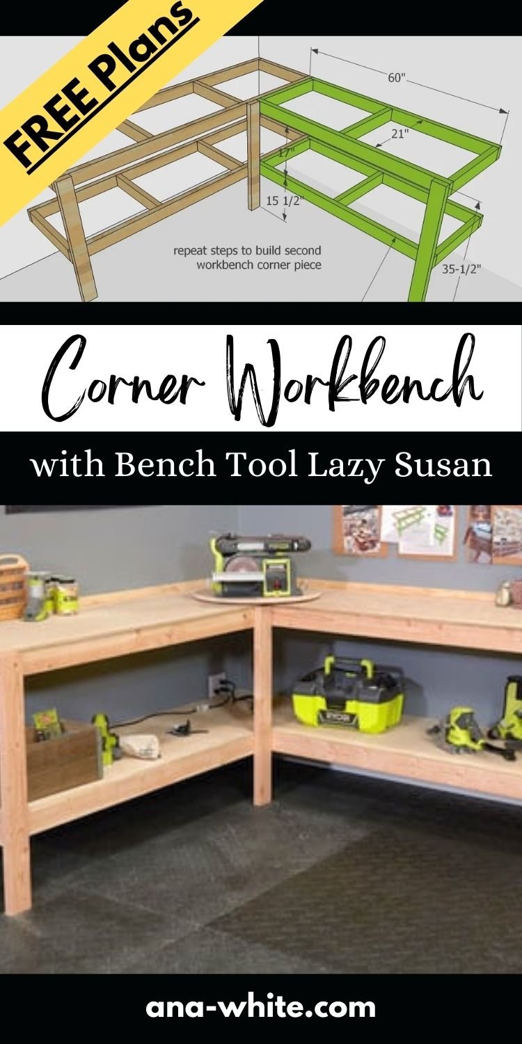 Corner Workbench with Bench Tool Lazy Susan