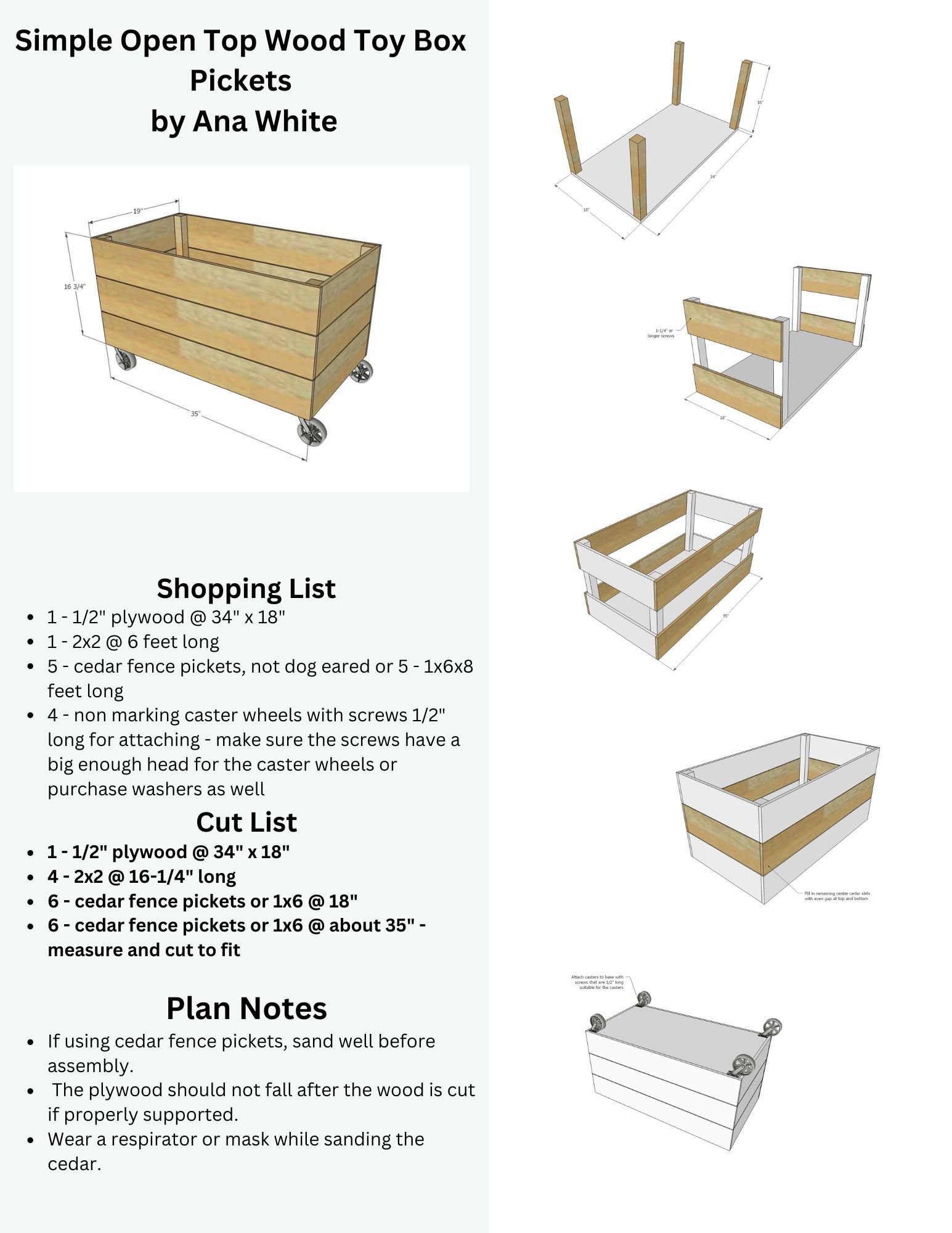 Simple Open Top Wood Toy Box Plans
