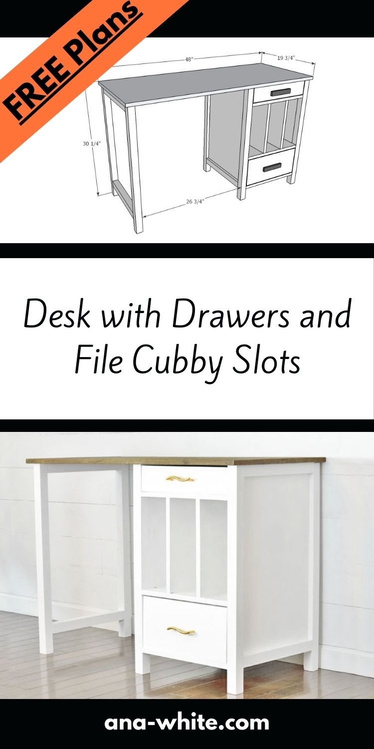 Desk with Drawers and File Cubby Slots