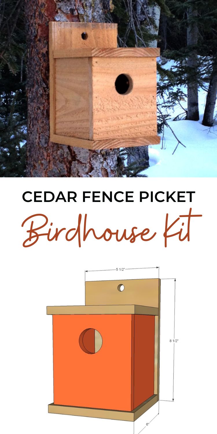 Modern Cedar Fence Picket Birdhouse Kit
