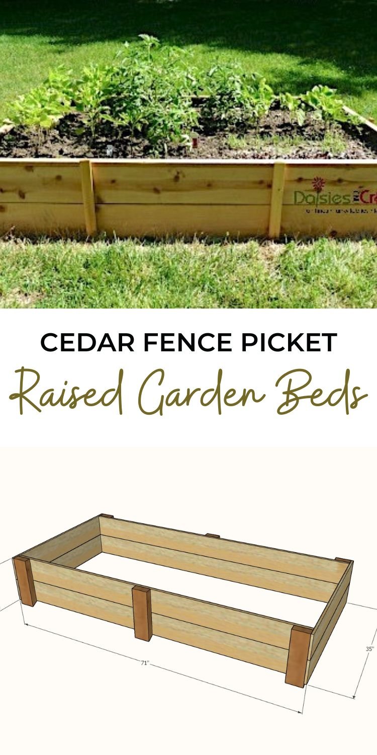 Cedar Fence Picket Raised Garden Beds - 3' x 6'