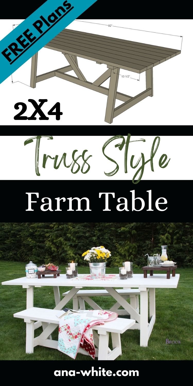 2x4 Truss Style Farm Table