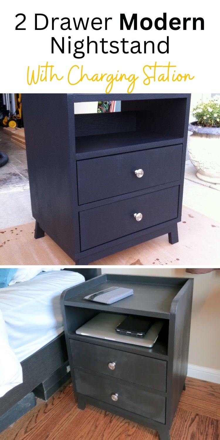 2 Drawer Modern Nightstand (with Charging station)