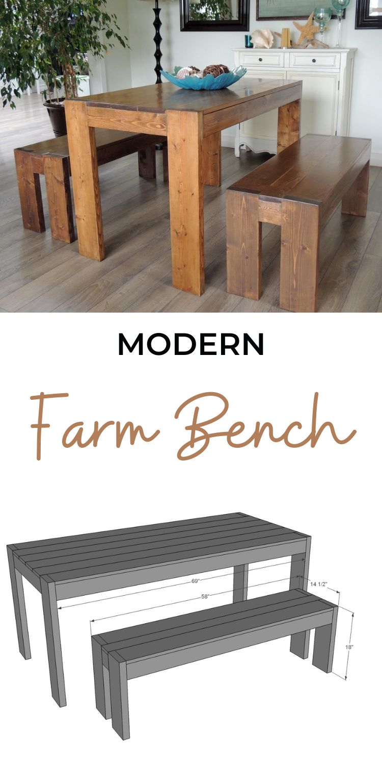 Modern Farm Bench - New/Updated Pocket Hole Plan