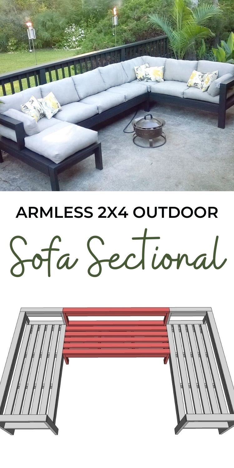 Armless Outdoor Sofa Sectional 