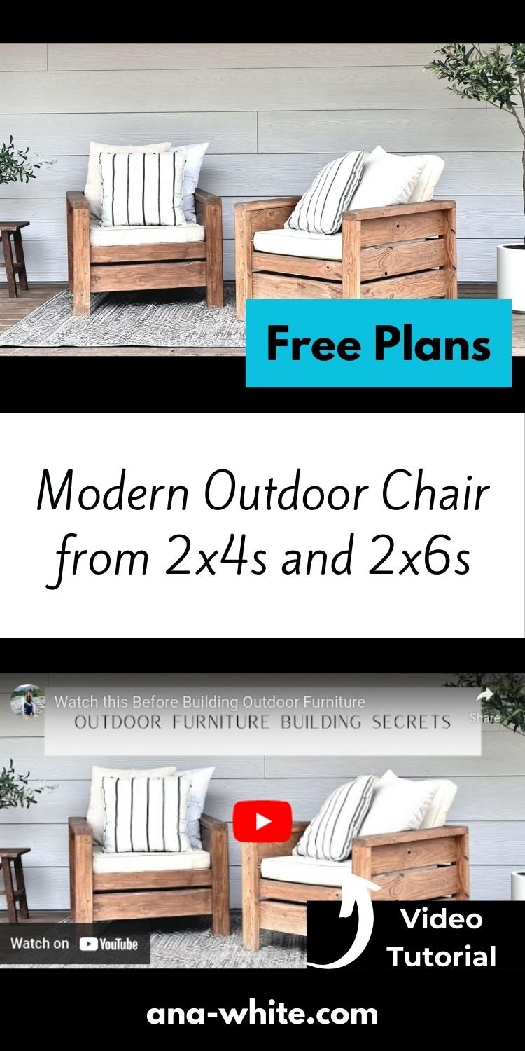 Modern Outdoor Chair from 2x4s and 2x6s