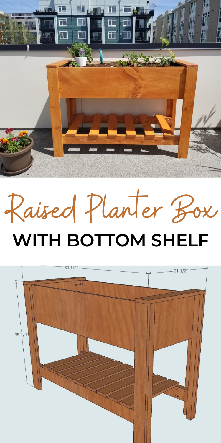 Raised Planter Box with Bottom Shelf
