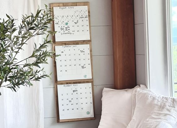 rotating wall calendar shelf diy