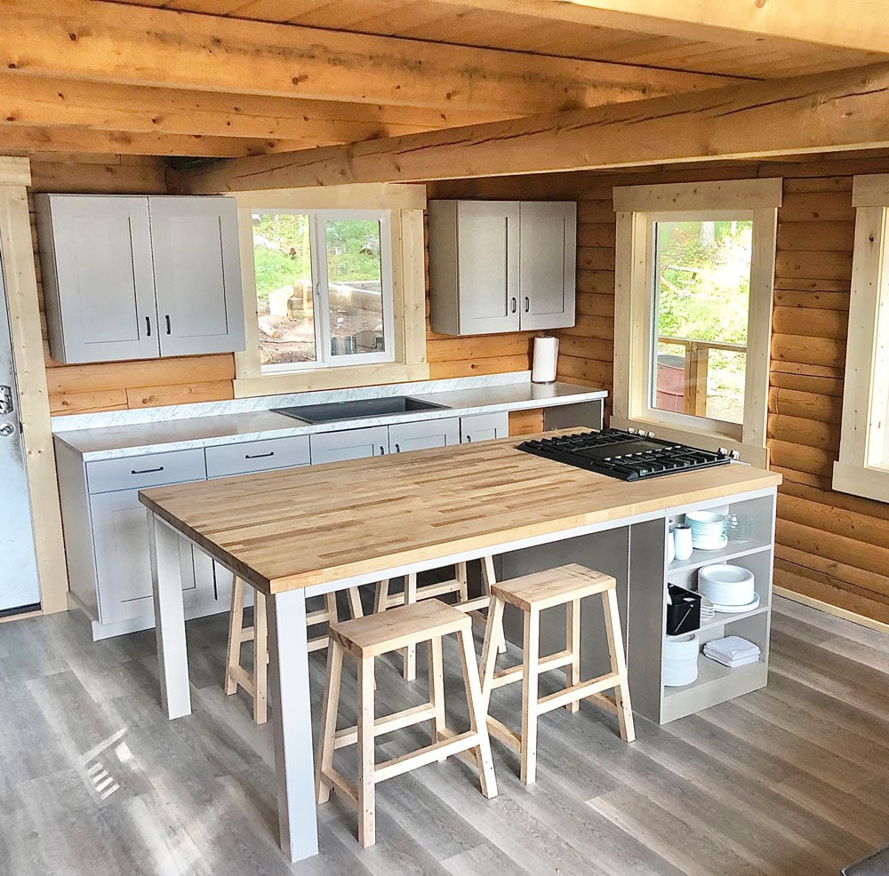 modern log cabin kitchen