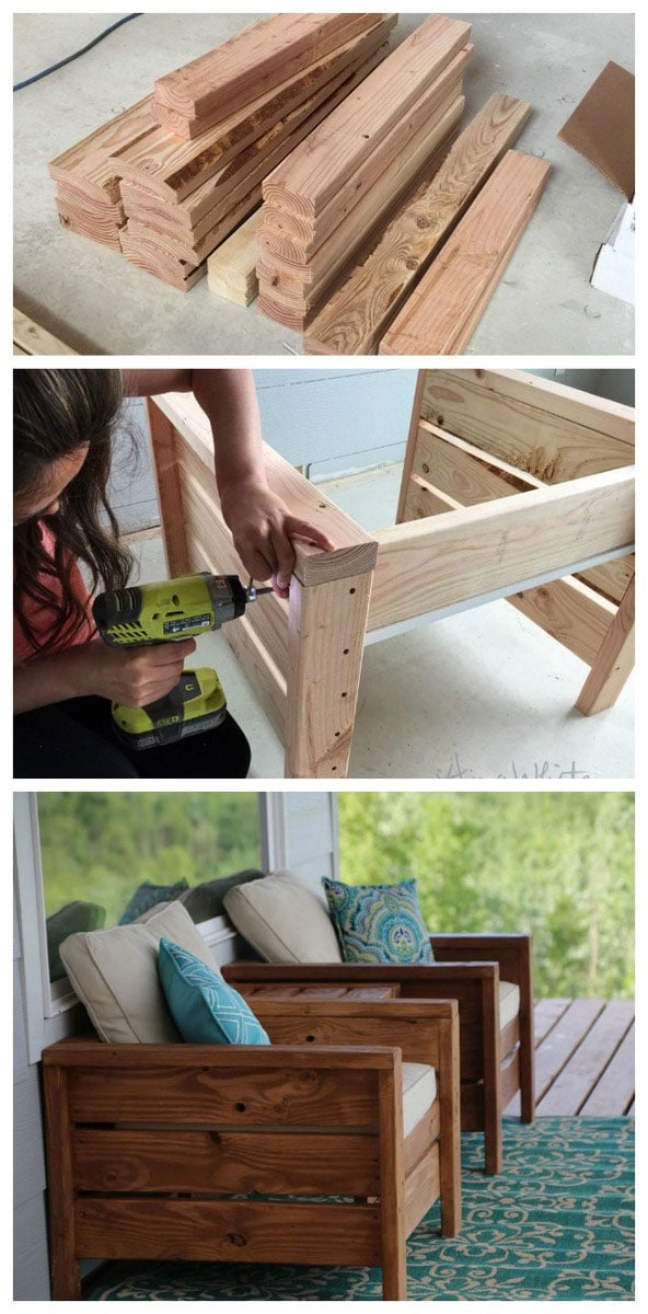 Modern Outdoor Chair From 2x4s And 2x6s, Outdoor Wood Chairs Diy
