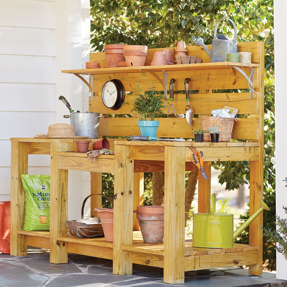 Potting Bench With Water Spigot, Cedar Potting Table, Outdoor Garden Bench,  Potting Table With Sink, Hose Hook Up, Casters, Tool Storage 