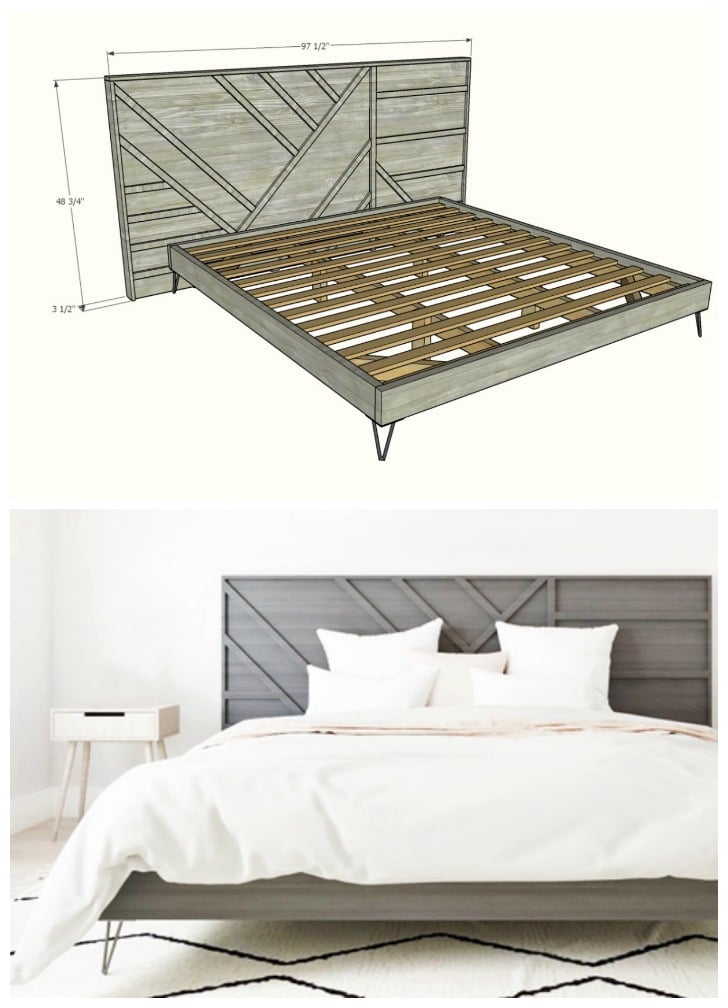modern geo bed frame