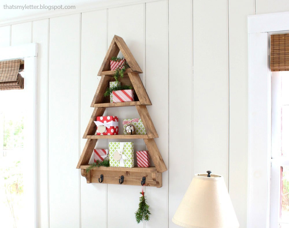 wood tree shelf