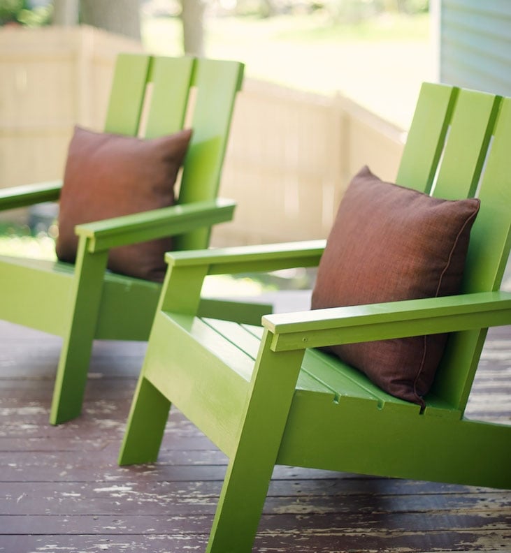 modern adirondack chairs painted green