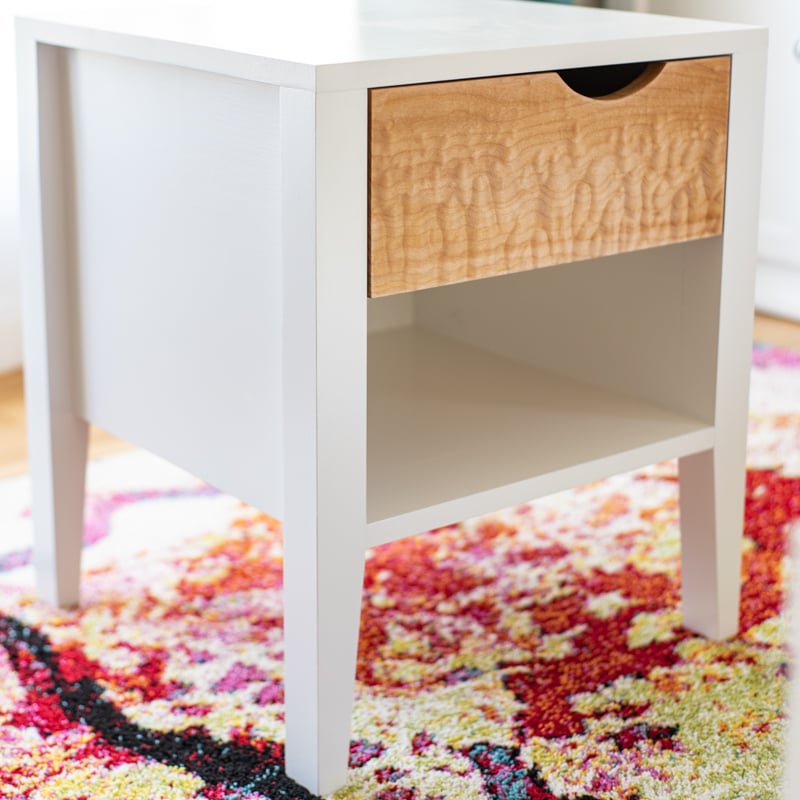 End table with notched drawer