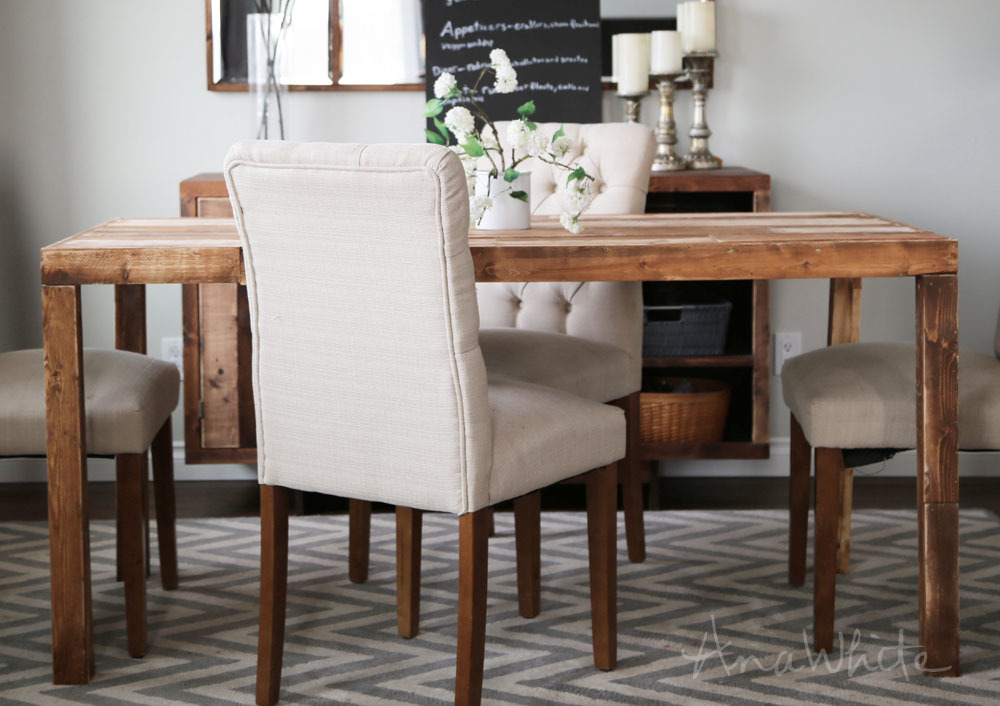 Modern Reclaimed Wood Dining Table, Parsons Dining Room Set