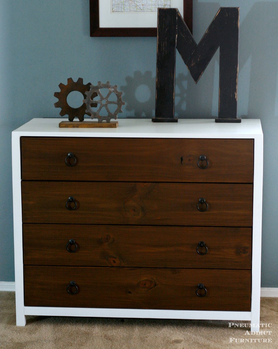 Modern White Dresser With Wood Drawers Ana White