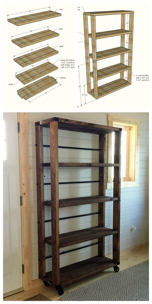 Reclaimed Wood Rolling Shelf Ana White, How To Make A Timber Bookcase