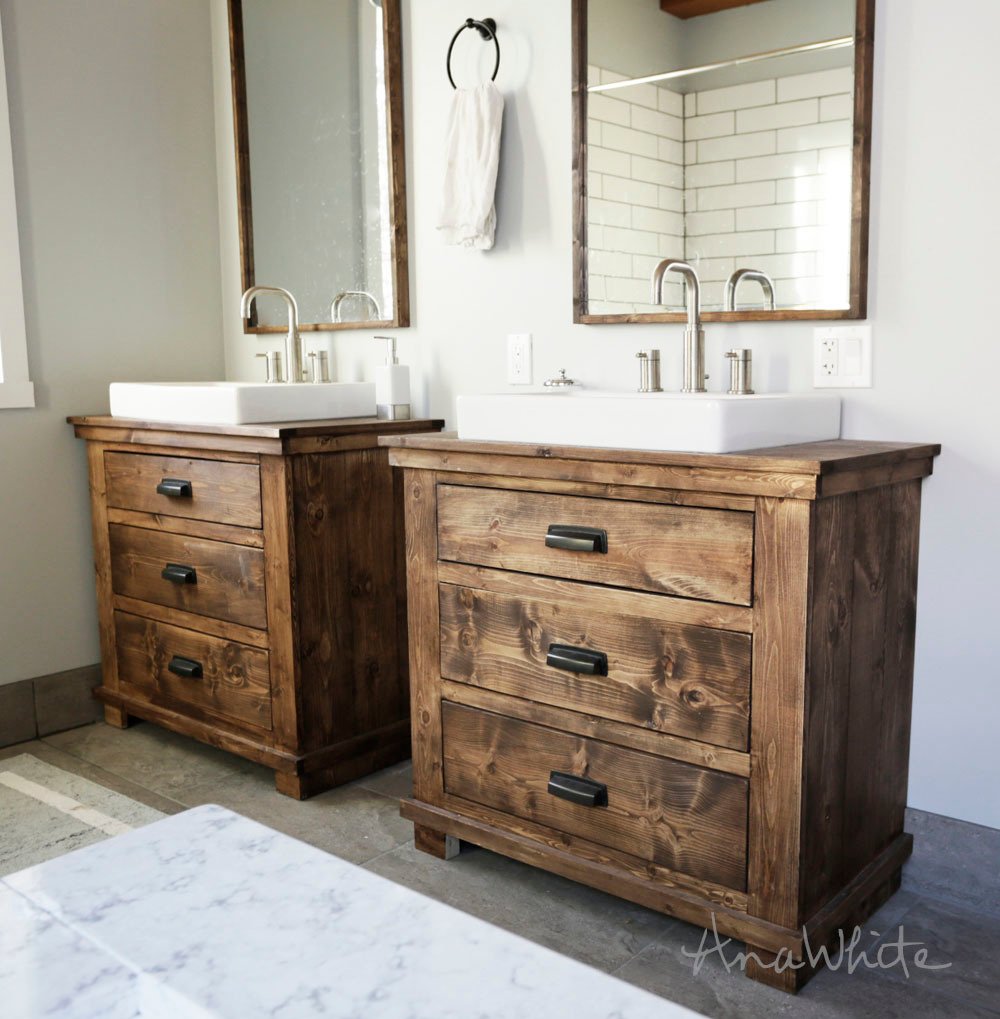 Rustic Bathroom Vanities Ana White, Dark Wood Bathroom Vanity