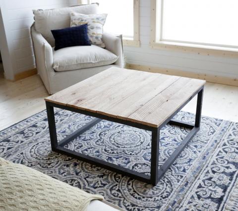 white industrial coffee table