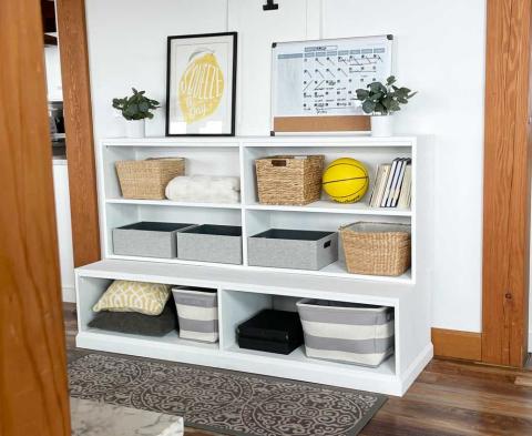 Easy DIY Shelf with Baskets -- {Step by Step Building Plans!}