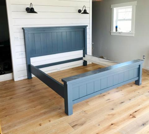Farmhouse Bed Standard King Size, Build King Size Bed Headboard